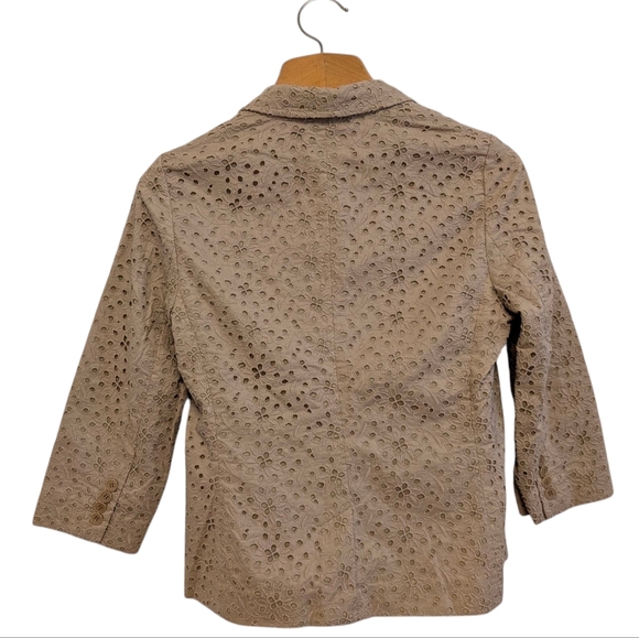 TALBOTS Eyelet Skirt Jacket Suit Tan Neutral Business Polished Set 12 - Picture 9 of 16